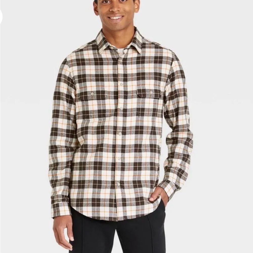 NWT Goodfellow & Co Standard Mens Flannel Button Up Long Sleeves Shirt Size M